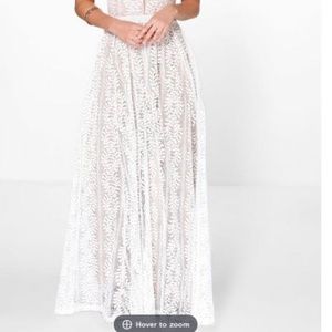 boutique all lace plunge neck maxi dress